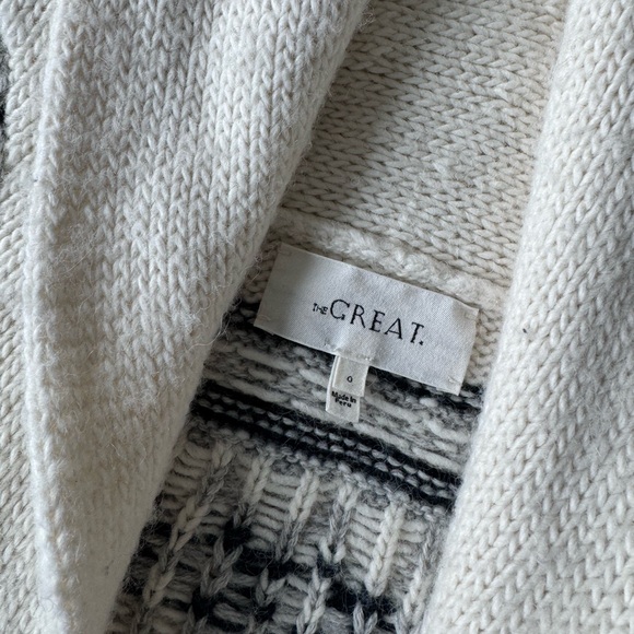 THE GREAT. Black and White Patterned Cardigan - Picture 8 of 13